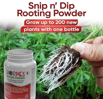 Hormex Rooting Hormone #8 - Powerful Rooting Powder for Semi-Hardwood Houseplant & Tree Cuttings | Stimulates Root Growth to Accelerate Plant Propagation (0.8% IBA)