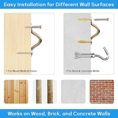 String Light Hanging Kit with 600FT Vinyl Coated Stainless Steel 304 Wire Rope Suspension Kit Included Enough Accessories with Turnbuckles and Hooks for Patio, Garden and Wedding Lighting