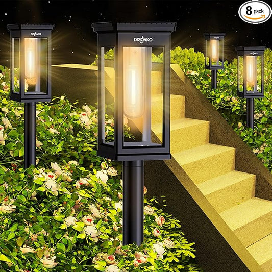 Solar Pathway Lights, 8 Pack Solar Lights Outdoor Waterproof IP65, Auto On/Off Outdoor Solar Lights for Pathway, Garden, Yard, Walkway, Lawn, Patio, Driveway, Landscape Decor Lighting