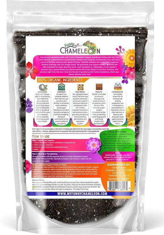 Organic Autoflower Potting Soil Mix – Ready-to-Use Living Soil, No Fertilizers Needed – Balanced Nutrients, Light Texture, Excellent Drainage, Boosts Germination & Root Growth (1 Quart)