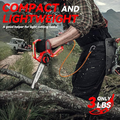 Mini Chainsaw for Miwaukee M18 Battery, 8-Inch and 6-Inch 2-IN-1 Cordless Electric Chain saw with Brushless Motor and Auto-Oiler, 800W Hand Mini Chainsaw for Tree Pruning Wood Cutting(No Battery)