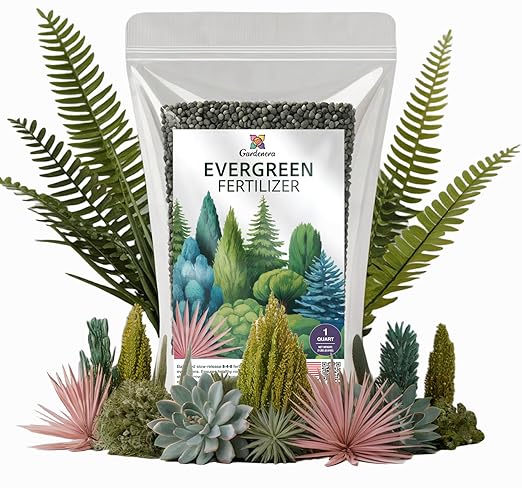 Gardenera Evergreen Fertilizer – All-Purpose Granular Plant Food for Outdoor Trees and Shrubs, Azaleas, Magnolias, Pines & Arborvitae – Slow-Release Formula (1 Quart)