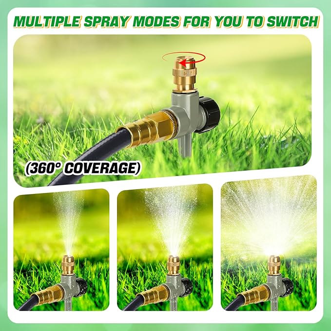 2 Pack Metal Lawn Sprinklers for Yard - 360° Coverage Water Sprinklers, Adjustable Brass Nozzle with Aluminum Alloy Spike Base for Small Medium Garden Irrigation