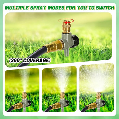 2 Pack Metal Lawn Sprinklers for Yard - 360° Coverage Water Sprinklers, Adjustable Brass Nozzle with Aluminum Alloy Spike Base for Small Medium Garden Irrigation