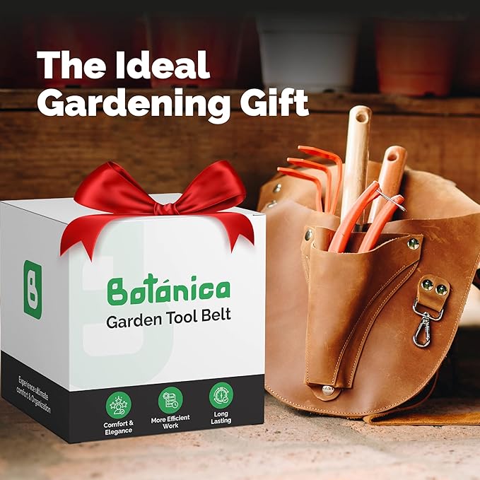 Botanica Leather Garden Tool Belt for Women with Glove Holder - Florist Belt - Durable Gardeners Tool Belt for Women - Gardening Belt - Gardening gift for women - Utility belt