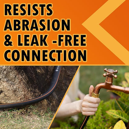 5/8 in. × 21 ft. Flexible Hybrid Rubber Garden Hose, High Flow 5/8" I.D. No Memory Durable Lightweight Water Hose for Watering, Irrigation, Water Transfer Pump