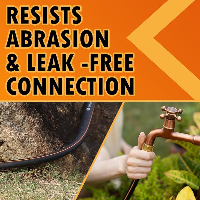 5/8 in. × 20 ft. Flexible Hybrid Rubber Garden Hose, High Flow 5/8" I.D. No Memory Durable Lightweight Water Hose for Watering, Irrigation, Water Transfer Pump