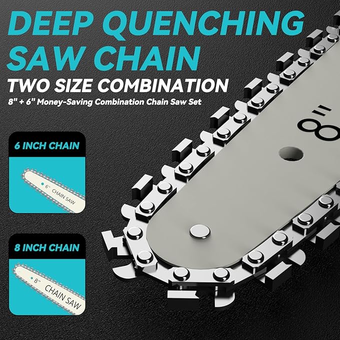 Mini Chainsaw for Makita 18V Battery, 8-Inch and 6-Inch 2-IN-1 Cordless Electric Chain saw with Brushless Motor and Auto-Oiler, 800W Hand Mini Chainsaw for Tree Pruning Wood Cutting(No Battery)