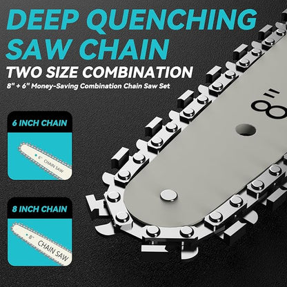 Mini Chainsaw for Makita 18V Battery, 8-Inch and 6-Inch 2-IN-1 Cordless Electric Chain saw with Brushless Motor and Auto-Oiler, 800W Hand Mini Chainsaw for Tree Pruning Wood Cutting(No Battery)