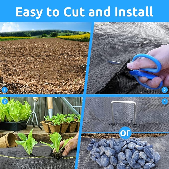 1.3ft x50ft Black Weed Barrier Landscape Premium Fabric-Heavy Duty Woven Ground Cloth with Superior Permeability Weed Control Convenient Design