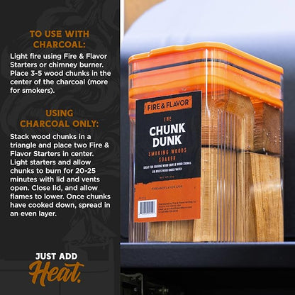 Fire & Flavor Maple Wood Chunks for Smoking and Grilling - All-Natural, Long-Lasting with a Mildly Sweet Flavor - Large Chunk Wood Chips for Smokers