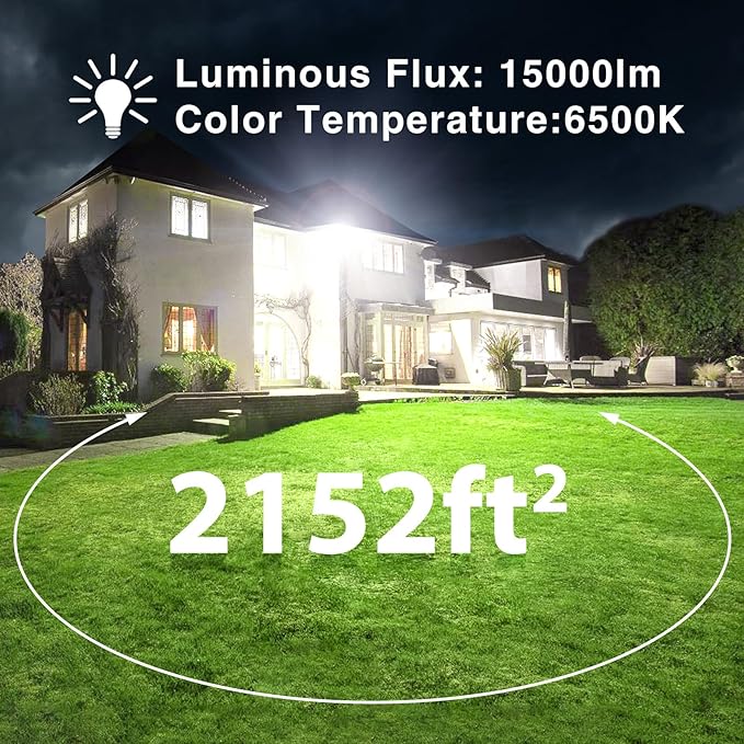 Onforu 150W LED Flood Light Outdoor,15000LM Security Lights, IP66 Waterproof Outdoor Floodlight, 2 Pack 6500K Daylight White LED Exterior Lighting for Basketball Court, Stadium, Playground