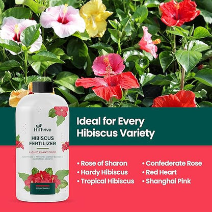 32oz Hibiscus Fertilizer - Makes 32 Gallons of Hibiscus Flowers Plant Food Outdoor - Indoor Plant Fertilizer Liquid for Vibrant, Showy Flowers, Greener Leaves, Strong Roots, and Lush Growth