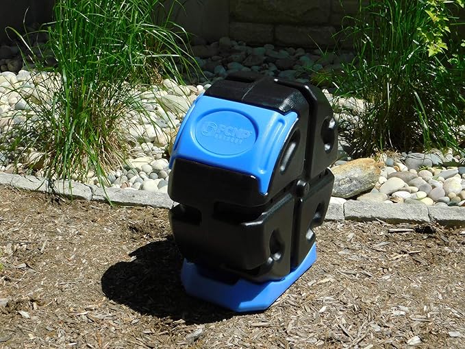 FCMP Outdoor HOTFROG Half Size Rolling Single Chamber Batch Tumbling Composter - Outdoor Rotating Garden Compost Bin (HF-RC2000WB-BLU) Black & Blue (19-Gallon)