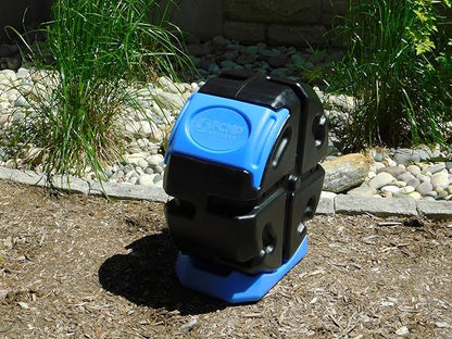 FCMP Outdoor HOTFROG Half Size Rolling Single Chamber Batch Tumbling Composter - Outdoor Rotating Garden Compost Bin (HF-RC2000WB-BLU) Black & Blue (19-Gallon)