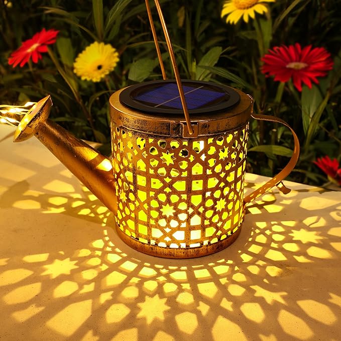 Solar Watering Can Lights Waterproof, Solar Lights Outdoor Decorative Garden Decor Metal Hanging Lights for Outside Patio Pathway Yard, Christmas Birthday Gardening Gifts