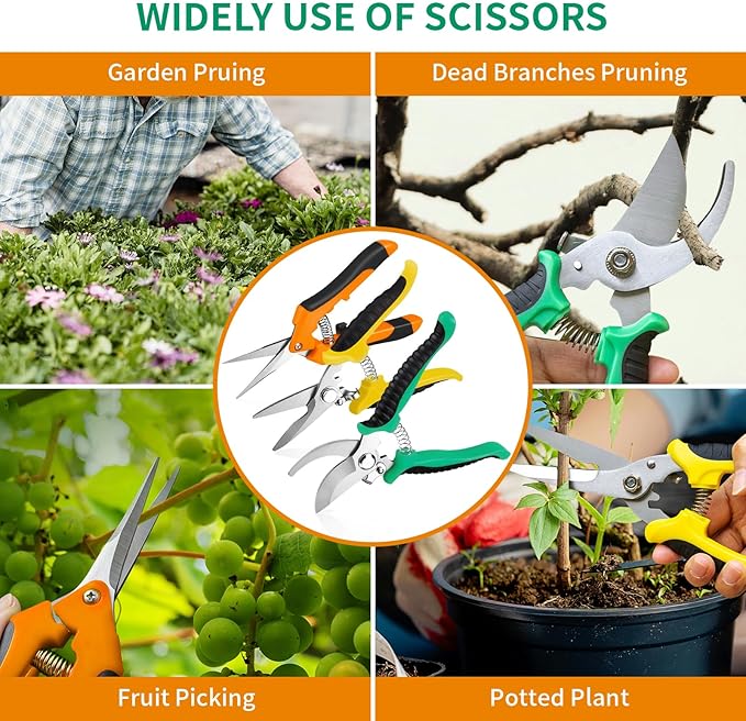 Garden Pruning Shears 3 Pack Gardening Shears Garden Scissors Stainless Steel Plant Flower Scissors Clippers Pruning Shears tijeras de jardinería