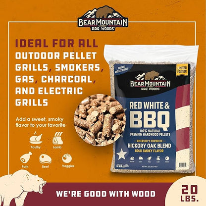 Bear Mountain BBQ Limited Edition Red White & BBQ Wood Pellets, 20 Pounds, Blue