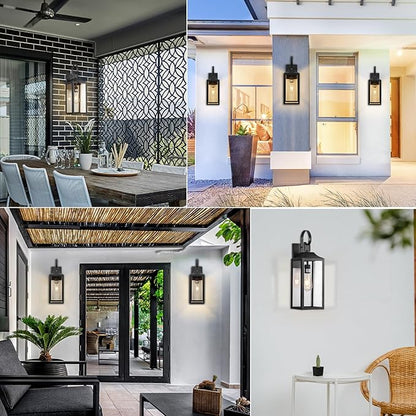 19" Large Outdoor Wall Lights for House, Black Outside Modern Wall Lantern Light Fixture, Outdoor Lights for House Waterproof Industrial Porch Light Wall Mount Sconce Exterior