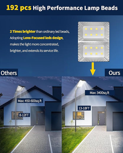 Ofuray Of-5600W Solar Street Lights Outdoor,560000Lm Solar Security Flood Lights Parking Lot Lights Commercial Dusk to Dawn, 6500k Waterproof Led with Remote Control Motion for Street,Court,Barn