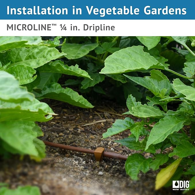 DIG ML-509B ¼” 500’ MICROLINE™ Dripline, 9” Dual Outlet Emitter Spacing, UV-Resistant Tubing for Garden & Landscape Irrigation | Flexible, Durable, Water-Saving | Easy Installation (Brown)