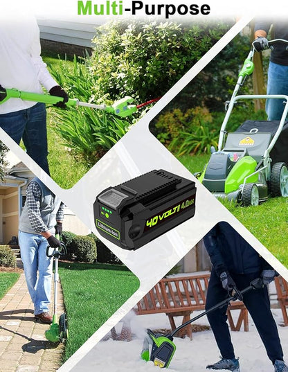 IEFUU Compatible with Greenworks 40V Battery 4.0Ah G-MAX 29462 29472 20202 22262 25322 29252 29482 20312, Compatible with Green Works Lithium-Ion Battery 75+ Gen 2 Cordless Power Tools Not for Gen 1