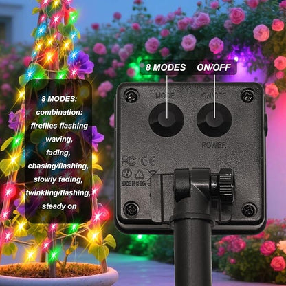 Solar Waterfall Fairy Bunch Lights Outdoor Waterproof 200LEDs 8 Modes Watering Can Light , Muticolor Solar Powered String Lights Firefly Vine Christmas Tree Garden Decorations Gardening Gifts For Mom
