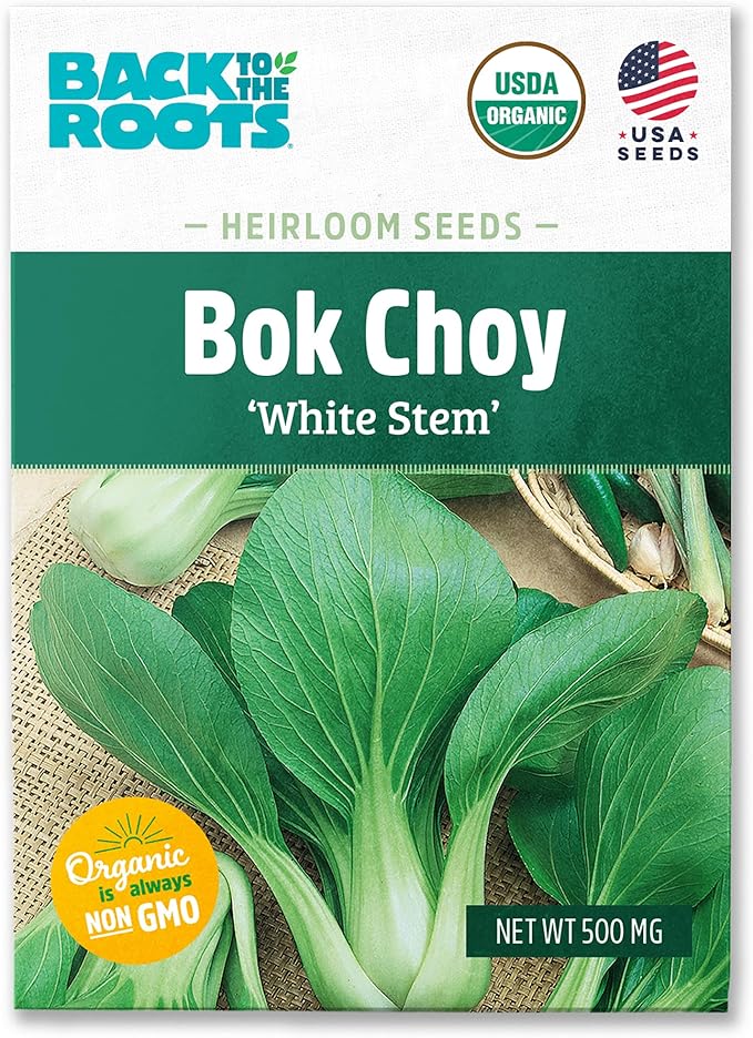 Back to The Roots 100% Organic Seed Packet - Bok Choy 'White Stem' 500mg