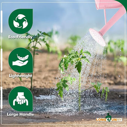 Galvanized Iron Watering Can for Indoor Plants, DIY Watering Cans for House Plant Garden Flower, Long Spout Water Can for Outdoor Watering Plants 6.44L 1.7Gallon (Pink)