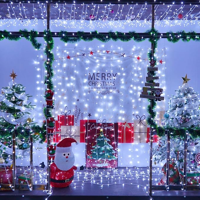 YEGUO 165ft 500 LED White Christmas Lights Outdoor Waterproof, Clear Wire String Lights Indoor, Twinkle Tree Lights Plug in with Timer Memory