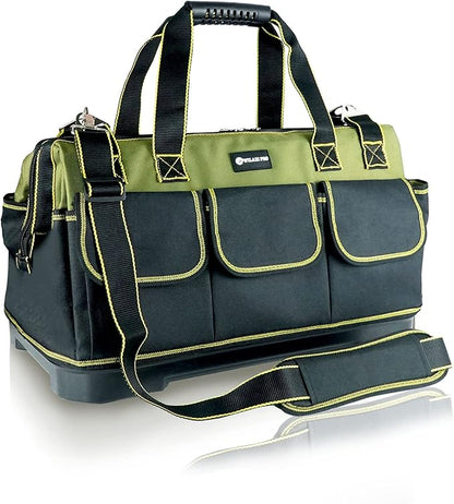 17in Tool Bag For Men Heavy Duty with Waterproof Molded Base, High Capacity Wide Mouth Tote, Construction Worker Electricians Tool Bags, Large Tool Bag Organizer for Men Women Tool Tote
