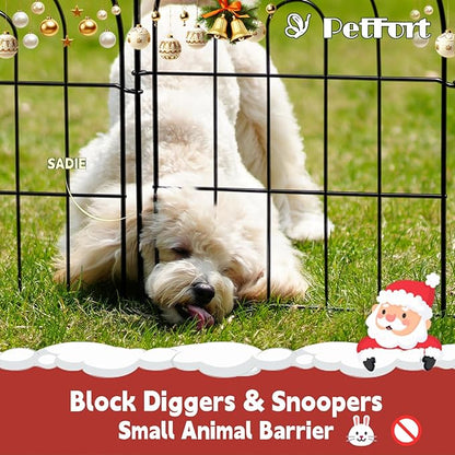 Garden Fence Panels, 17 in (High) x 20 ft (Long) Flower Bed Fencing for Small Animal Barrier, 19 Pcs Metal Decorative Fences Border with Hooks