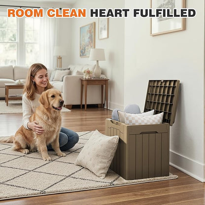 32 Gallon Deck Box Outdoor Indoor Waterproof Storage Box for Patio Furniture, Pool Accessories, Garden Tools, and Cushion Storage, Coffee