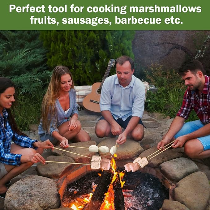 180 Pieces 30 inch Extra Long Bamboo Marshmallow Roasting Sticks Bulk Disposable Smores Sticks 5mm Thick Bamboo Skewers for Outdoor Open Fire Roaster Barbecue Hot Dog Camping Kebab Sausage