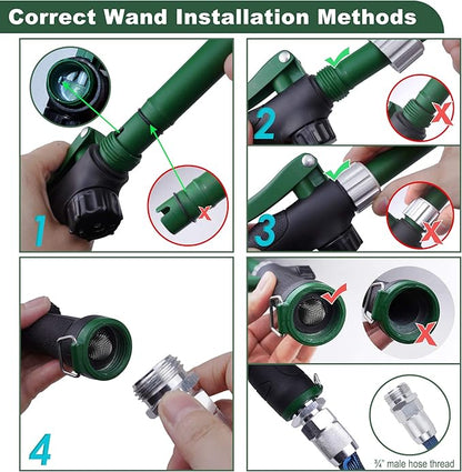 Heavy Duty 28 Inch Watering Wand with Pivoting Head, Adjustable Garden Hose Water Sprayer Wand with Ergonomic Handle, Spray 6 Watering Patterns, Perfect for Watering Seedling Beds, Flowers