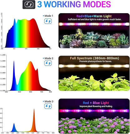 LED Grow Lights Strips for Indoor Plants, 3 Working Modes & 10 Dimmable Levels Plant Lights with Auto Cycle Timer 3/9/12Hrs, 36W Full Spectrum DIY Growing Lamps for Seedings Hydroponics, 6 Strips