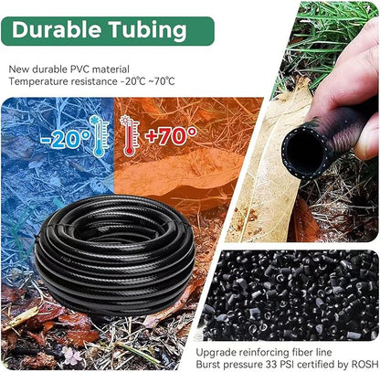 40 FT 1/2 inch Drip Irrigation Tubing Main Line Hose Tube for Garden Irrigation System (Includes 1/2" Straight Connector and 3-Way Connector)