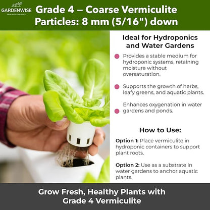 Organic Coarse Vermiculite for Indoor Gardening Plants and Mushrooms – Enhances Soil Aeration, Seed Germination, Rooting Cuttings – Small Packages and Bulk (Vermiculite Grade 4 – Coarse, 20 quarts)