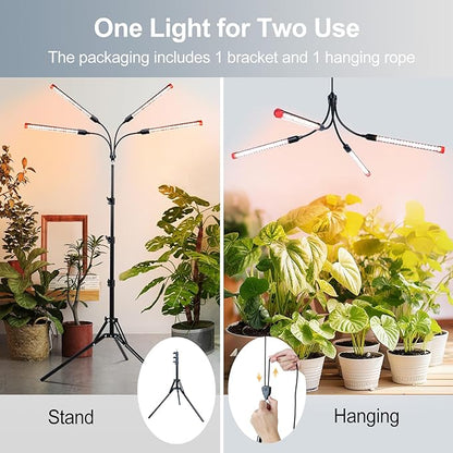 FECiDA Gamechanger! 36W 4Head Grow Light with Tripod Stand, 2025 Big Coverage LED Grow Lights for Indoor Plants, Bonsai Tree, Full Spectrum Tall Plant Growing Lamp 4,8,12,16 Hr Timer