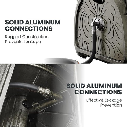 Giraffe Tools SW5 Metal Hose Reel Box, Heavy Duty Garden Hose Storage Reel Hideaway, Crank Handle, 150ft 5/8" Hose Capacity, Green