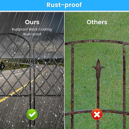 Decorative Garden Fence 24 Pack,24 Ft (L) X 24 in (H) Black Mesh Rustproof Metal Fence, Animal Barrier Fence for Small Dog, Border Folding Patio Fences,Outdoor Flower Bed Landscape Decor