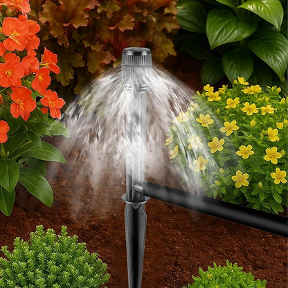 10 Pack Sprinkler Bubbler Heads with Stake Adjustable Water Flow Irrigation Spray Emitters Sprinkler Heads with Stake for 1/2 Inch Irrigation Tubing for Tree,Shrubs,Garden Watering System