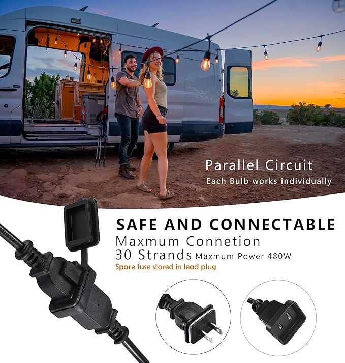 DAMAING LED Outdoor String Lights 150FT,Shatterproof IP65 2 Pack x 75Ft Patio Lights for Heavy Duty Hanging Lights Waterproof,Outdoor Edison String Lights for Outside House Backyard,Porch,Yard