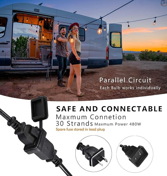 DAMAING LED Outdoor String Lights 150FT,Shatterproof IP65 2 Pack x 75Ft Patio Lights for Heavy Duty Hanging Lights Waterproof,Outdoor Edison String Lights for Outside House Backyard,Porch,Yard