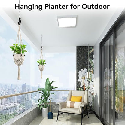 USLAI Macrame Plant Hanger for Indoor Outdoor, Up to 3-6.5 inch Pot, Hanging Planter Flower Pot Holder with Beads and Tassels, Boho Home Decor, 2-Pack, Ivory