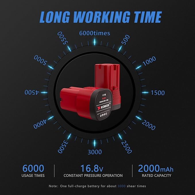 KOMOK Electric pruning shears, Professional Cordless Power Branch Cutter Fruit Tree Pruner, 2PCS 2Ah Battery Operated Pruning Shears, MAX 1" Cutting Capacity 6-7 working hours