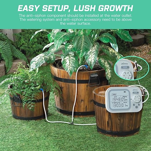 Automatic Plant Waterer Self Watering System Indoor for 15 Potted Plants Pack of 2, Auto Drip Irrigation Kit Programmable Water Timer w Smart Humidity Detection