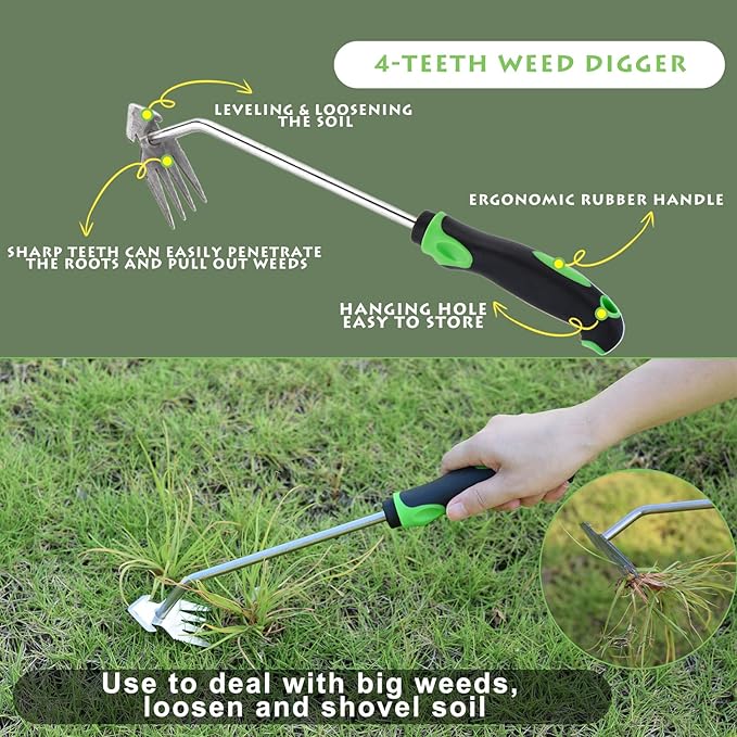 Weed Puller Tool 3pcs, 2025 New Portable Weeder Tool, Weeding Tool with Stainless Steel, Garden Tools for Plant & Weeding, Crack Weeder Tool, Weed Remover Tool for Farm & Backyard