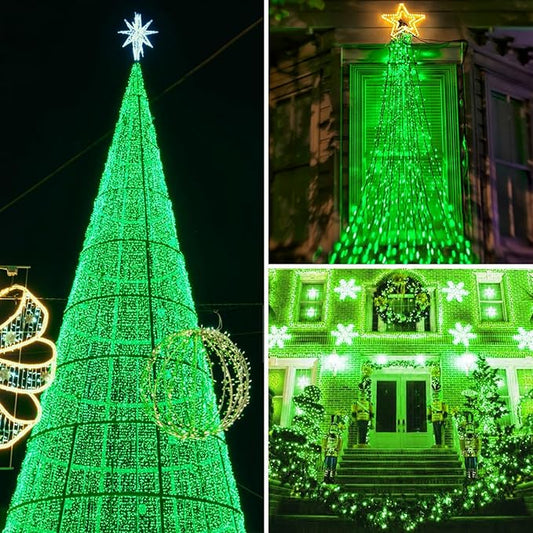 Upgrade Solar String Lights for Outside 2 Pack Total 180FT 500LED String Lights Outdoor with 8 Modes, IP65 Waterproof Outdoor Solar Twinkle Lights, Garden Tree Party Christmas Decorations, Green