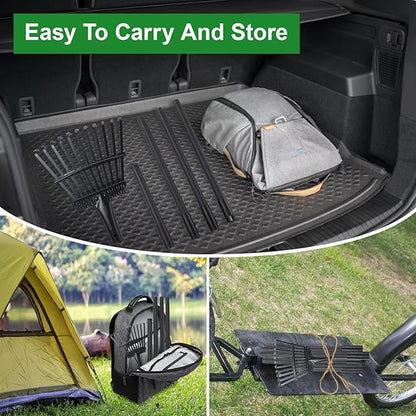 Rake for Leaves Small Metal Garden Tool with 11 Tines 63 Inch Adjustable Handle Sturdy Yard Rake for Gardening Gathering Leaves Weeds Debris, Black